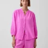 Camicia oversize in garza di cotone senza colletto