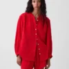Camicia oversize in garza di cotone senza colletto