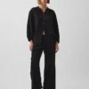 Camicia oversize in garza di cotone senza colletto