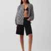 Camicia oversize in garza di cotone senza colletto