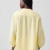 Camicia oversize in garza di cotone senza colletto