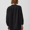 Camicia oversize in garza di cotone senza colletto
