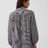 Camicia oversize in garza di cotone senza colletto