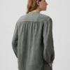 Camicia oversize in garza di cotone senza colletto
