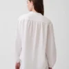 Camicia oversize in garza di cotone senza colletto