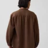 Camicia oversize in garza di cotone senza colletto