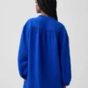 Camicia oversize in garza di cotone senza colletto