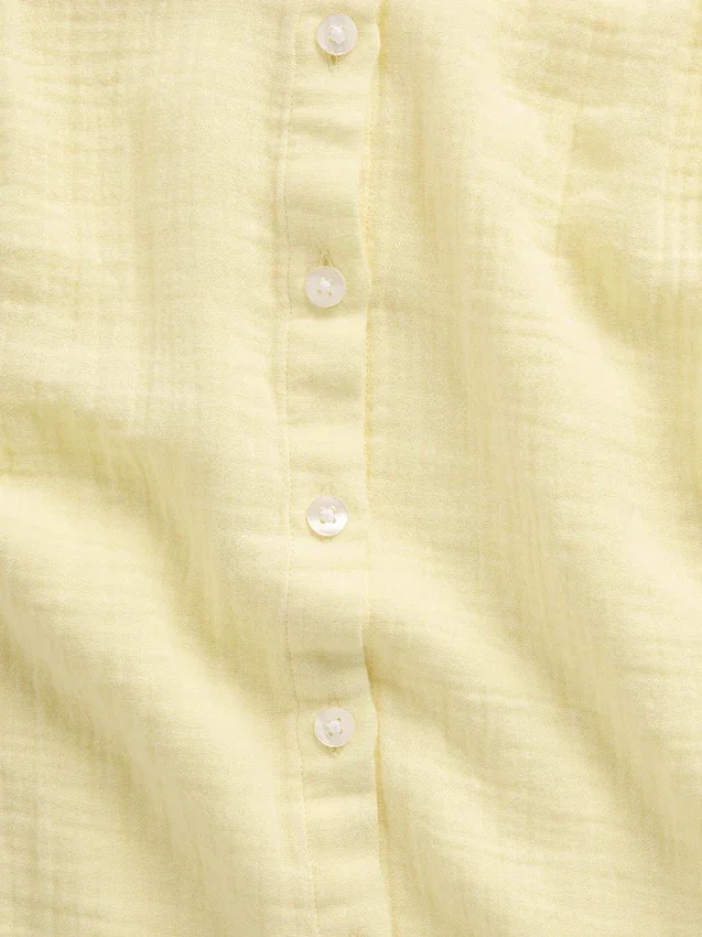 Camicia oversize in garza di cotone senza colletto