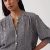 Camicia oversize in garza di cotone senza colletto