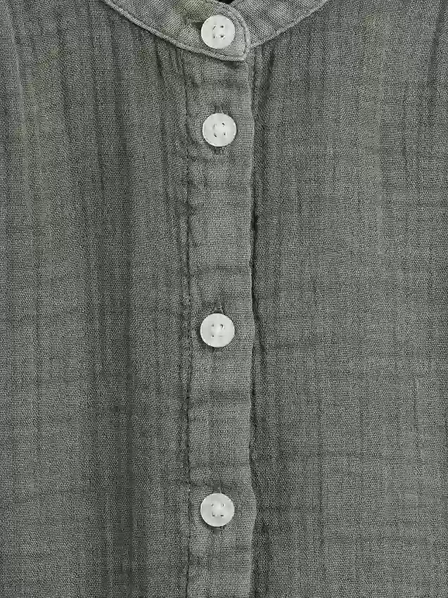 Camicia oversize in garza di cotone senza colletto