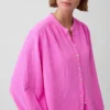 Camicia oversize in garza di cotone senza colletto