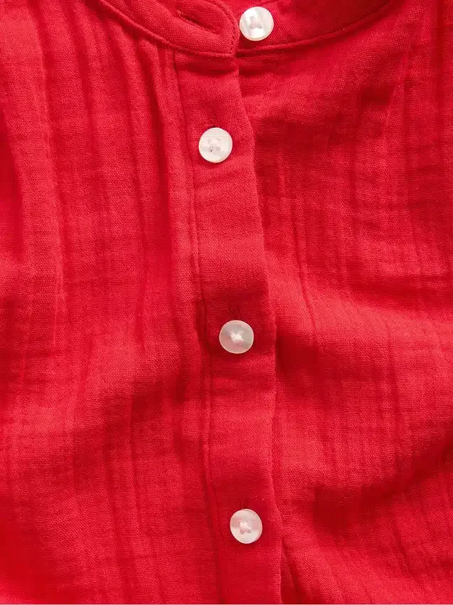 Camicia oversize in garza di cotone senza colletto