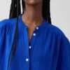 Camicia oversize in garza di cotone senza colletto