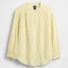 Camicia oversize in garza di cotone senza colletto