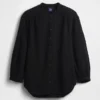 Camicia oversize in garza di cotone senza colletto