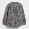 Camicia oversize in garza di cotone senza colletto