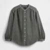 Camicia oversize in garza di cotone senza colletto