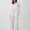 Camicia oversize in garza di cotone senza colletto