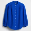 Camicia oversize in garza di cotone senza colletto