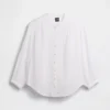 Camicia oversize in garza di cotone senza colletto