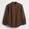 Camicia oversize in garza di cotone senza colletto