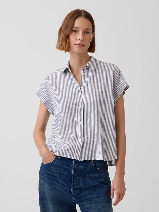 Camicia oversize in misto lino