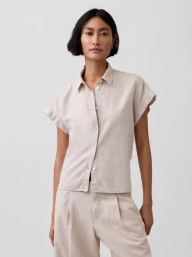 Camicia oversize in misto lino