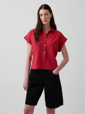 Camicia oversize in misto lino