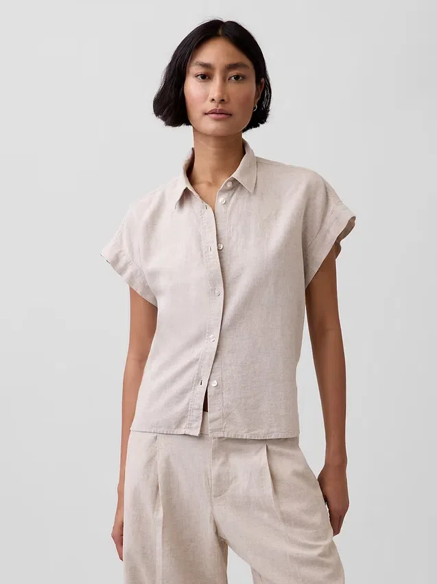 Camicia oversize in misto lino