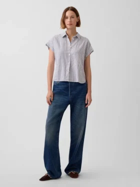 Camicia oversize in misto lino