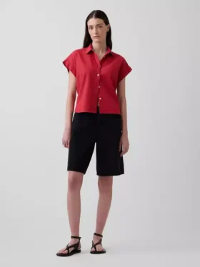 Camicia oversize in misto lino