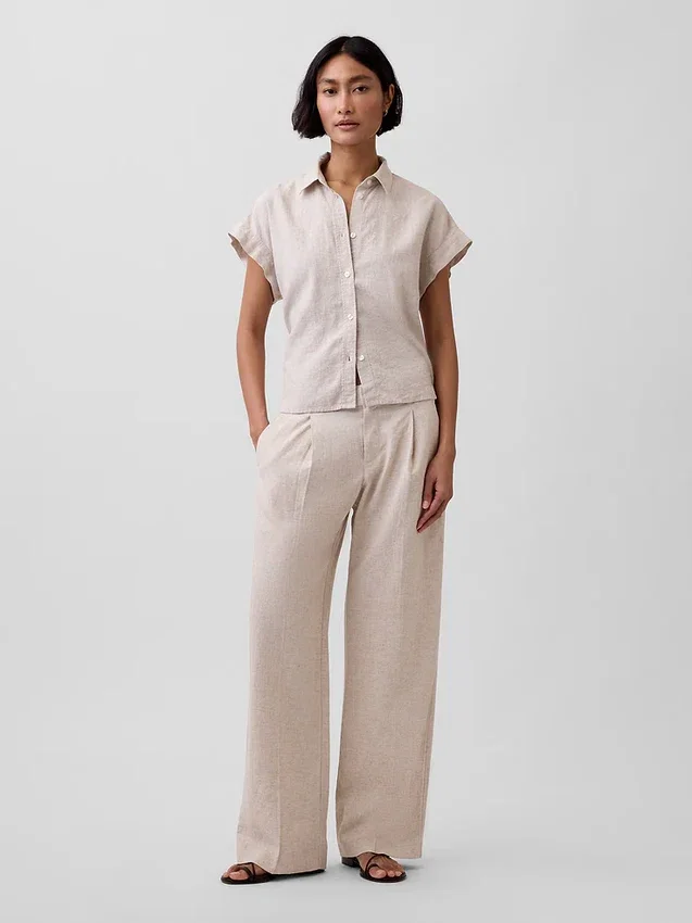 Camicia oversize in misto lino