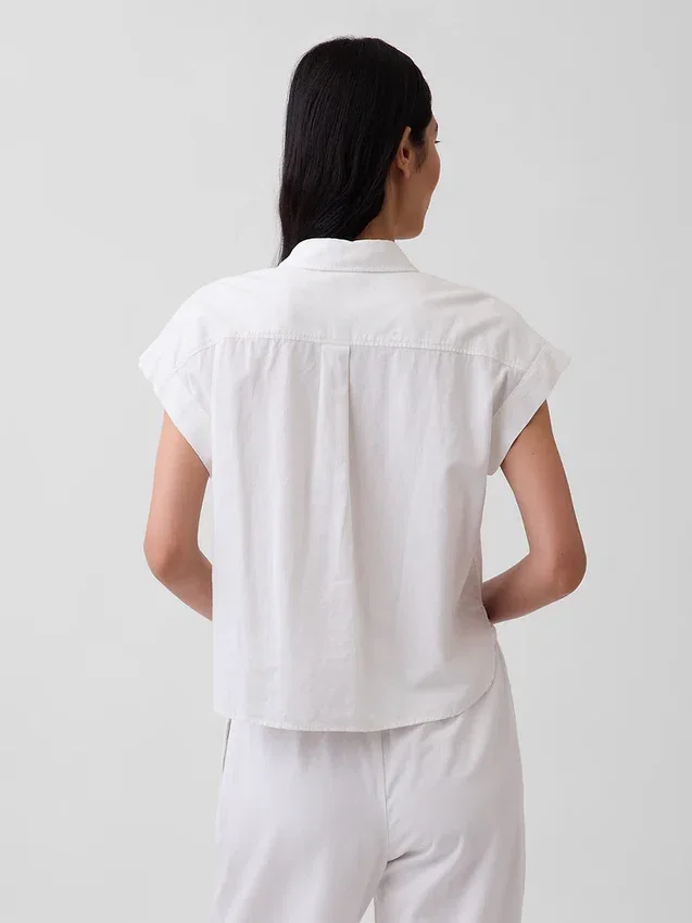 Camicia oversize in misto lino