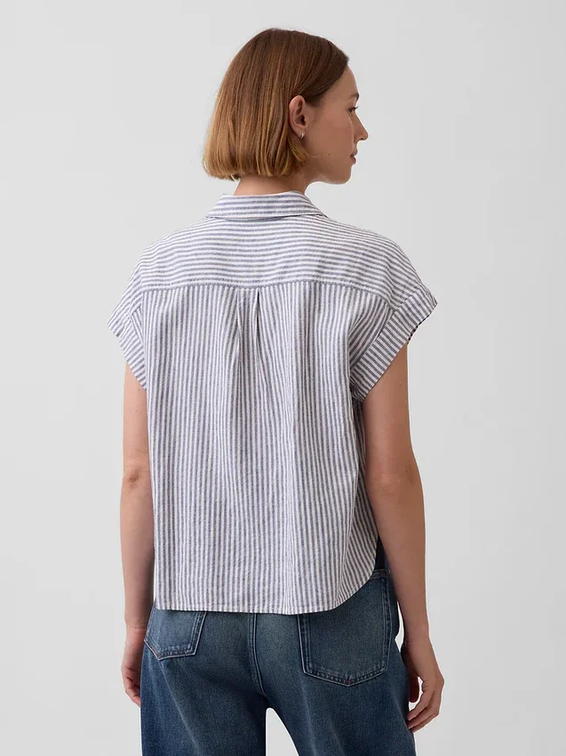 Camicia oversize in misto lino