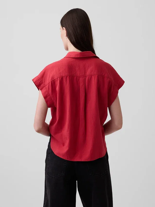 Camicia oversize in misto lino