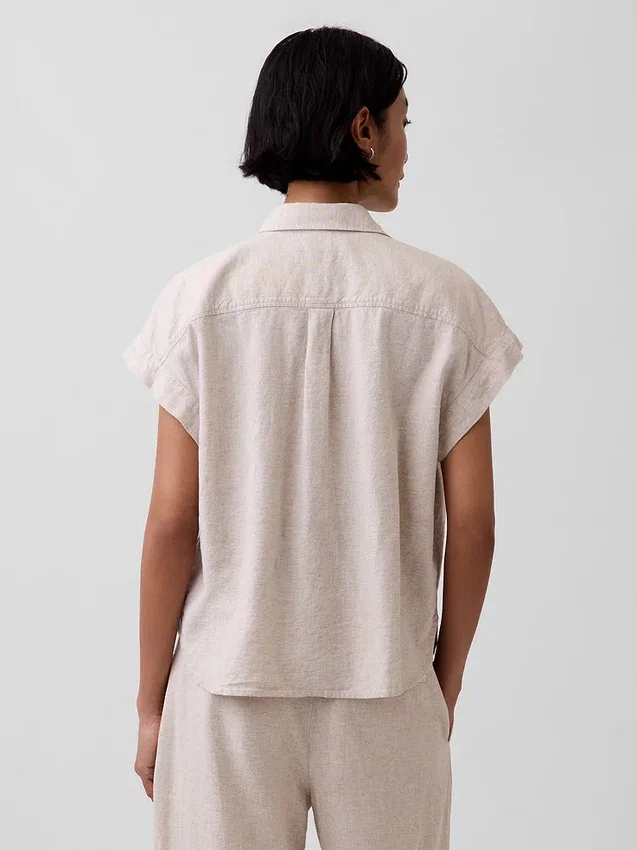 Camicia oversize in misto lino