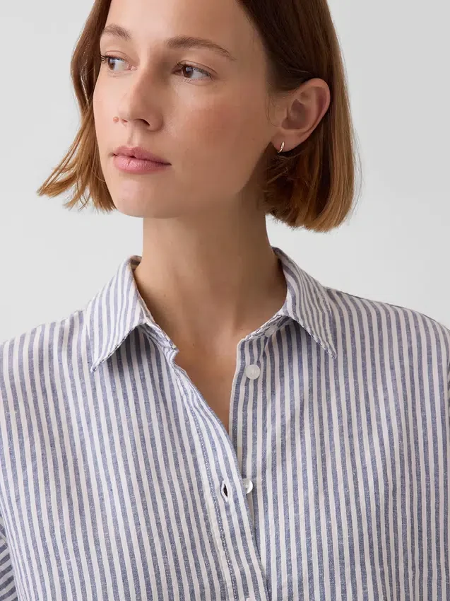 Camicia oversize in misto lino