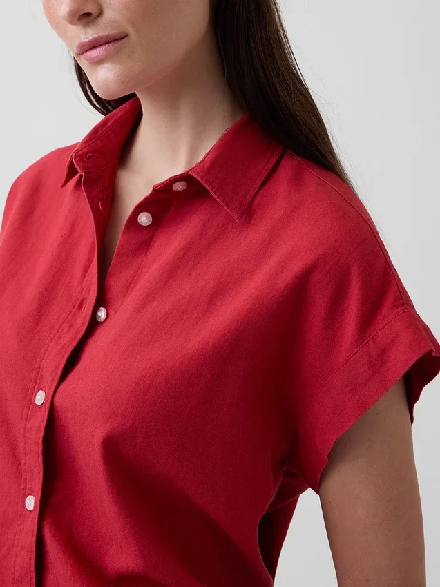 Camicia oversize in misto lino