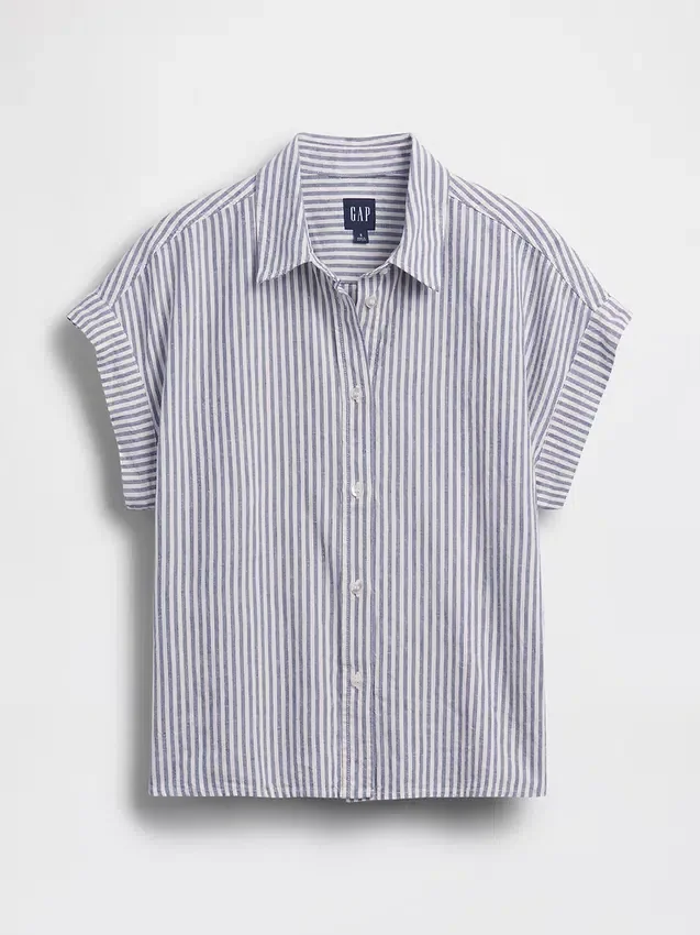 Camicia oversize in misto lino