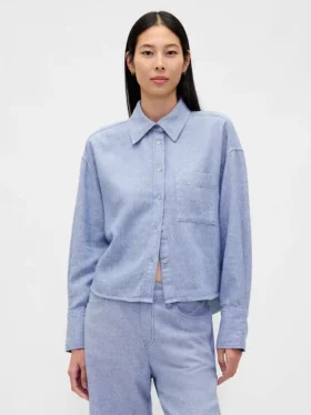 Camicia oversize in misto lino e cotone