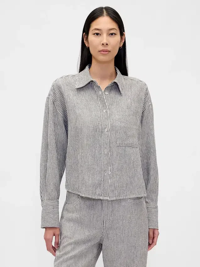 Camicia oversize in misto lino e cotone