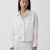 Camicia oversize in misto lino e cotone