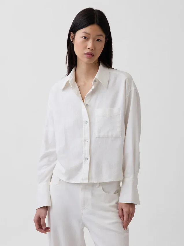 Camicia oversize in misto lino e cotone