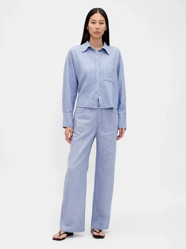 Camicia oversize in misto lino e cotone
