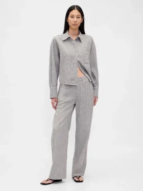 Camicia oversize in misto lino e cotone