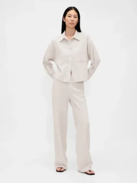 Camicia oversize in misto lino e cotone