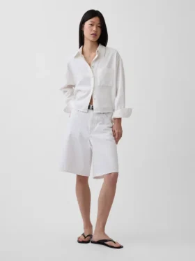Camicia oversize in misto lino e cotone