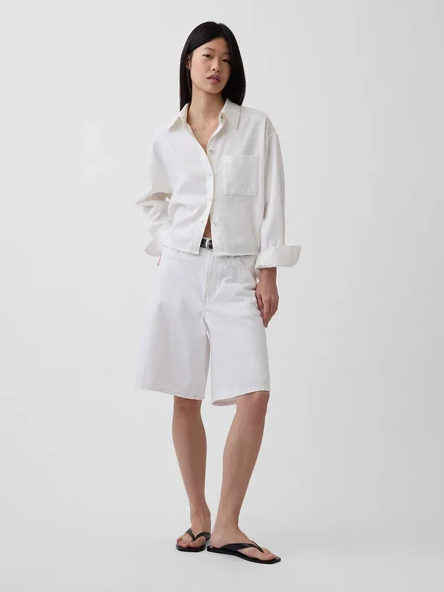 Camicia oversize in misto lino e cotone