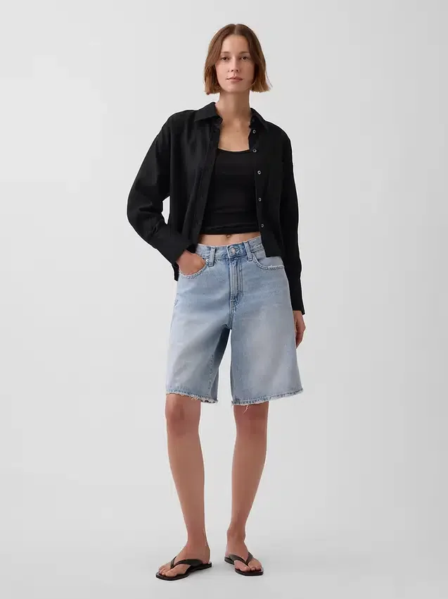Camicia oversize in misto lino e cotone