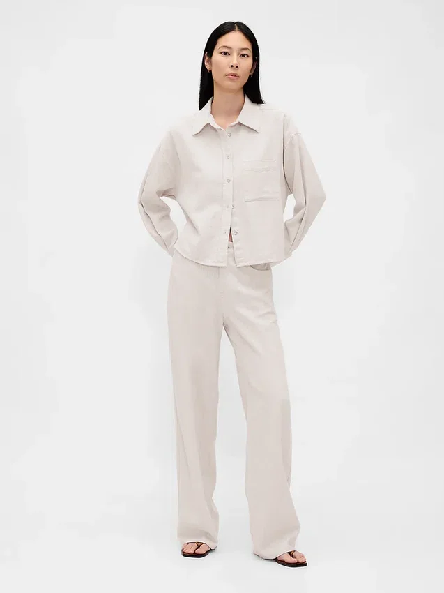 Camicia oversize in misto lino e cotone